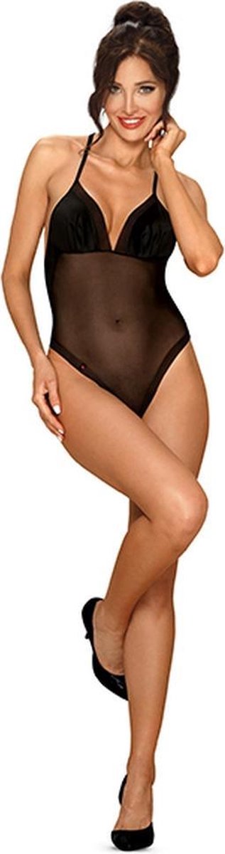 Obsessive Alifini Transparante Body Met Vleugelprint - Zwart