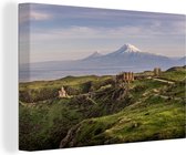 Canvas Schilderij Panoramisch uitzicht op de Ararat in Azië - 30x20 cm - Wanddecoratie