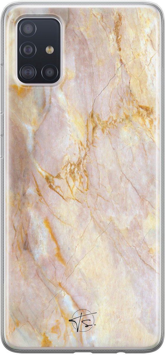 Hoesje geschikt voor Samsung Galaxy A71 - Stay Golden Marble - Soft Case - TPU - Marmer - Goud - ELLECHIQ