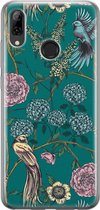 Oppo Find X3 hoesje - Vogels Japanse bloemen - Soft Case Telefoonhoesje - Blauw