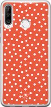 Huawei P30 Lite hoesje - Oranje stippen - Siliconen - Soft Case Telefoonhoesje - Gestipt - Oranje