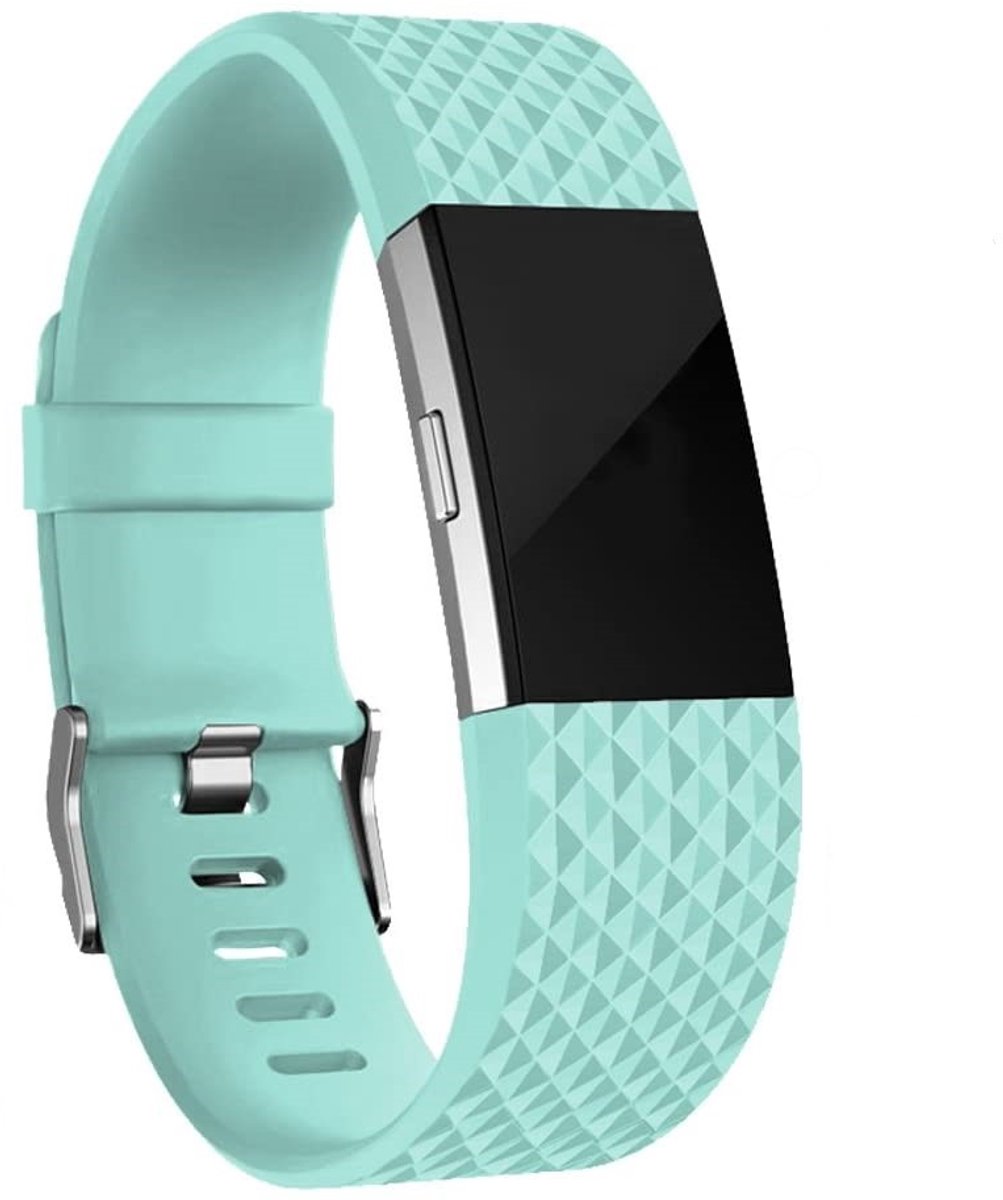 Fitbit Charge 2 diamant silicone band - aqua - Maat L