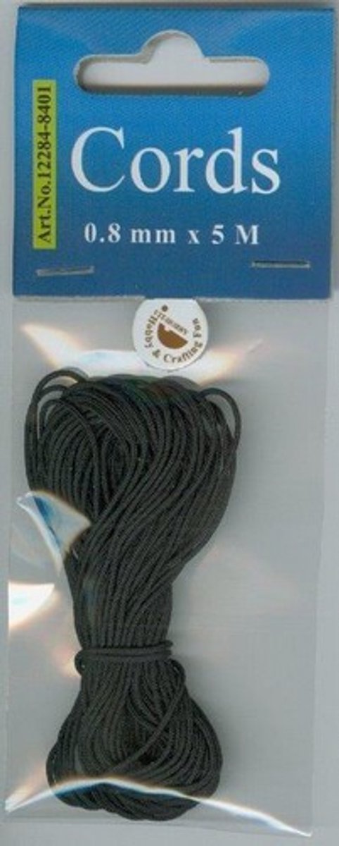 Shamballa koord zwart 0.8 milimeter x 5 m 12284-8401