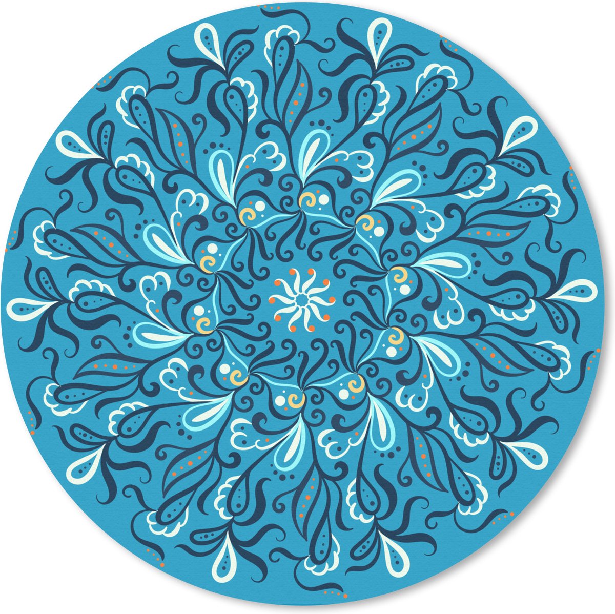 Muismat Vierkant patroon 1:1 - Vierkant patroon met een mandala op een blauwe achtergrond Muismat rond - 20x20 cm - Muismat met foto