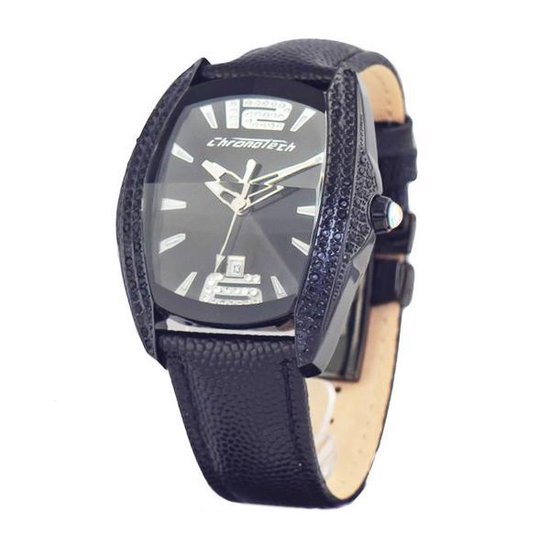 Chronotech Orologio Unisex Analogico Al Quarzo – Cassa 40mm In Acciaio Nero Con Cinturino In Pelle, Modello Ct7814M-01S