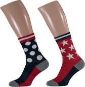 Apollo Sportsokken Fashion Rood/blauw Maat 36-41
