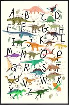 JUNIQE - Poster in kunststof lijst Dino Alphabet -30x45 /Kleurrijk