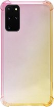 - ADEL Siliconen Back Cover Softcase Hoesje Geschikt voor Samsung Galaxy S20 FE - Kleurovergang Roze Geel