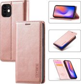 LC.IMEEKE Sterk magnetisme Ultradunne horizontale flip schokbestendige matte TPU + PU lederen tas met houder & kaartsleuven en portemonnee voor iPhone 12 mini (roségoud)