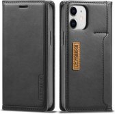 Voor iPhone 12 mini LC.IMEEKE LC-001-serie PU + TPU kleuraanpassing Frosted horizontale flip lederen tas met houder en kaartsleuf (zwart)