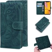 Voor iPhone XR Tiger Embossing Pattern Horizontale flip lederen tas met houder & kaartsleuven & portemonnee (groen)