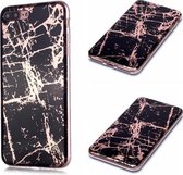 Voor iPhone 7 Plus / 8 Plus Plating Marble Pattern Soft TPU beschermhoes (zwart goud)