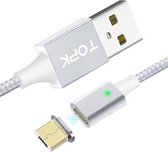 TOPK 2m USB naar Micro USB magnetisch gevlochten snellaadsynchronisatiegegevenskabel (zilver)