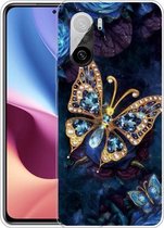 Voor Xiaomi Redmi K40 Pro Max schokbestendig geverfd transparant TPU beschermhoes (Jewel Butterfly)
