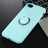 Schokbestendige Pure Color vloeibare siliconen beschermhoes voor iPhone 7/8, met onzichtbare houder (mintgroen)
