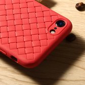 Benks voor iPhone SE 2020 & 8 & 7 TPU breien lederen oppervlak beschermende achterkant beschermhoes (rood)