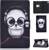 Voor Huawei MediaPad M6 10.8 Gekleurde Tekening Elektrische Geperst Horizontale Flip Lederen Case, met Houder & Kaartsleuven (Witte Uil)