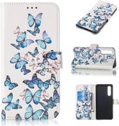 Gekleurde tekening marmer patroon horizontale flip PU lederen tas met houder & kaartsleuven & portemonnee voor Huawei P30 (kleine vlinders)