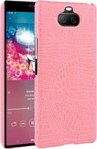 Voor Sony Xperia 8 Shockproof Crocodile Texture PC + PU Case (Pink)