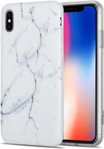 TPU glanzend marmeren patroon IMD beschermhoes voor iPhone X / XS (wit)