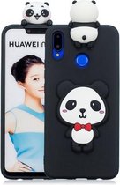 Voor Huawei Honor 8X 3D Cartoon patroon schokbestendig TPU beschermhoes (rode strik panda)