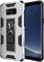 Voor Samsung Galaxy S8 + Soldier Armor schokbestendig TPU + PC magnetische beschermhoes met houder (zilver)