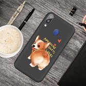 Voor Galaxy A30 Cartoon Animal Pattern Shockproof TPU beschermhoes (Black Corgi)
