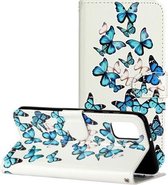 Voor Samsung Galaxy A41 Gekleurde Tekening Marmer Patroon Horizontale Flip PU Lederen Case met Houder & Kaartsleuven & Portemonnee (Blauwe Vlinder)