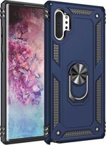 Voor Galaxy Note 10+ Armor schokbestendig TPU + pc beschermhoes met 360 graden rotatiehouder (blauw)