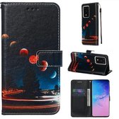 Voor Galaxy S20 Ultra Gekleurd Tekening Patroon Plain Weave Horizontale Flip Leren Case met Houder & Kaartsleuf & Portemonnee & Lanyard (Stray Earth)