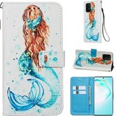 Voor Galaxy A91 Gekleurde Tekening Patroon Vlakbinding Horizontale Flip Leren Case met Houder & Kaartsleuf & Portemonnee & Lanyard (Zeemeermin)