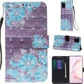 Voor Galaxy Note10 Lite 3D Schilderen Horizontale Flip Leren Case met Houder & Kaartsleuf & Portemonnee & Lanyard (Blauwe Bloem)