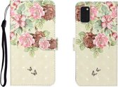 Voor Galaxy A41 3D Gekleurde Tekening Horizontale Flip Leren Case met Houder & Kaartsleuf & Portemonnee (Grote Bloem Vlinder)