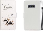Voor Galaxy S10 Lite Horizontale Flip Effen Kleur Strass Leren Case met Kaartsleuf & Portemonnee & Houder (Trojaans)