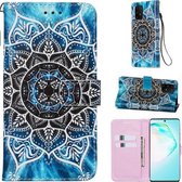 Voor Galaxy M80s Gekleurde Tekening Patroon Plain Weave Horizontale Flip Leren Case met Houder & Kaartsleuf & Portemonnee & Lanyard (Blauwe Mandala)