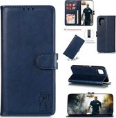 Voor Huawei P40 Lite reliëf Happy Cat-patroon Horizontale lederen flip-hoes met houder & kaartsleuven en portemonnee (blauw)