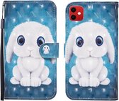 Voor iPhone 12 mini 3D Geschilderd Patroon Horizontale Leren Flip Case met Houder & Portemonnee & Kaartsleuf & Lanyard (Konijn)