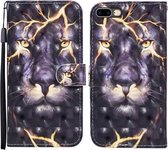 Voor iPhone 8 Plus / 7 Plus 3D Geschilderd Patroon Horizontale Flip Leren Case met Houder & Portemonnee & Kaartsleuf & Lanyard (Thunder Lion)