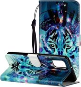 Voor Samsung Galaxy A02s Olie Reliëf Gekleurde Tekening Patroon Horizontale Flip PU Lederen Case met Houder & Kaartsleuven & Portemonnee (Wolf)