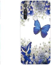 Voor Motorola G8 gekleurd tekeningpatroon zeer transparant TPU beschermhoes (paarse vlinder)