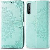 Voor Huawei Y8P / Enjoy 10S Halverwege Mandala Embossing Patroon Horizontale Flip Leren Case met Houder & Kaartsleuven & Portemonnee & Fotolijst & Lanyard (Groen)