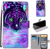 Voor Nokia 5.3 Gekleurde Tekening Cross Textuur Horizontale Flip PU Lederen Case met Houder & Kaartsleuven & Portemonnee & Lanyard (Tijger Drinkwater)