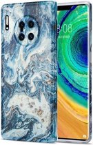 Voor Huawei Mate 30 Pro TPU Gilt Marble Pattern beschermhoes (blauw)