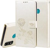 Voor Huawei Honor 9X Lite Rose reliëf horizontale flip PU lederen tas met houder & kaartsleuven & portemonnee (goud)