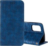 Voor OPPO A52 / A72 / A92 Lucky Flowers Embossing Pattern Magnetische horizontale flip lederen tas met houder & kaartsleuven (donkerblauw)