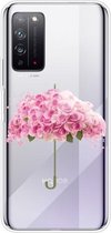 Voor Huawei Honor X10 5G schokbestendig geverfd TPU beschermhoes (bloemenparaplu)