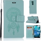 Windgong Uil Embossing Patroon Horizontale Flip Leren Case met Houder & Kaartsleuven & Portemonnee Voor Nokia 8.1 / X7 (Groen)