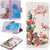 3D Gekleurde Tekening Patroon Horizontale Flip Leren Case voor Huawei Honor 7A & Y6, met Houder & Kaartsleuven & Portemonnee (Engels Flamingo)