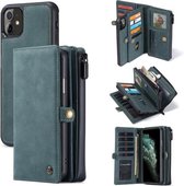 Voor iPhone 11 CaseMe 018 Afneembare multifunctionele horizontale lederen flip-hoes, met kaartsleuf en houder & ritsportemonnee en fotolijst (blauw)