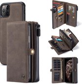 Voor iPhone 11 Pro Max CaseMe 018 Afneembare multifunctionele horizontale lederen flip-hoes, met kaartsleuf en houder & ritsportemonnee en fotolijst (bruin)